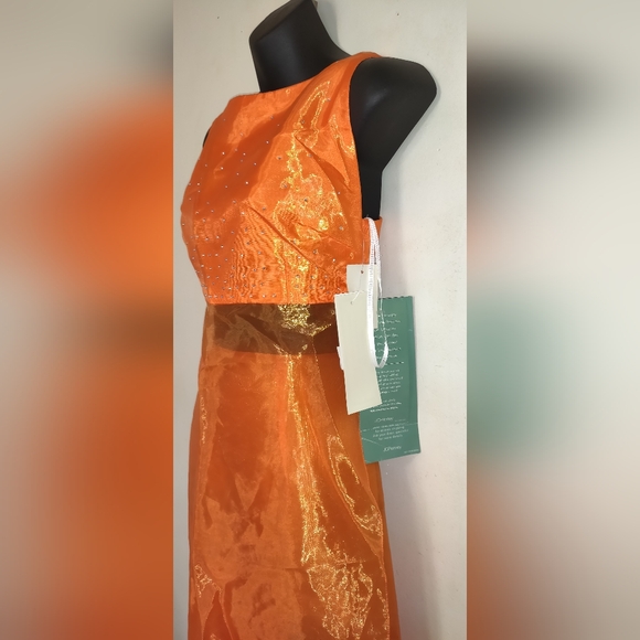⬇️REDUCED⬇️ GUNNE SAX Orange Chiffon 2pc Dress Size 9 NWT Vintage FLAWED Jessica - Picture 3 of 16